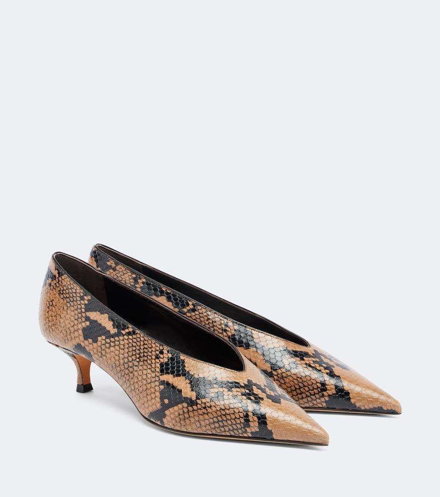 le monde béryl babouche snake-effect leather pumps