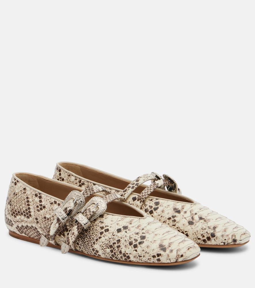le monde béryl classic claudia snake-print mary jane flats