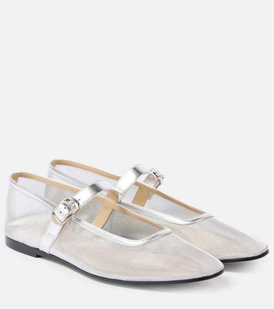le monde béryl leather-trimmed mesh ballet flats