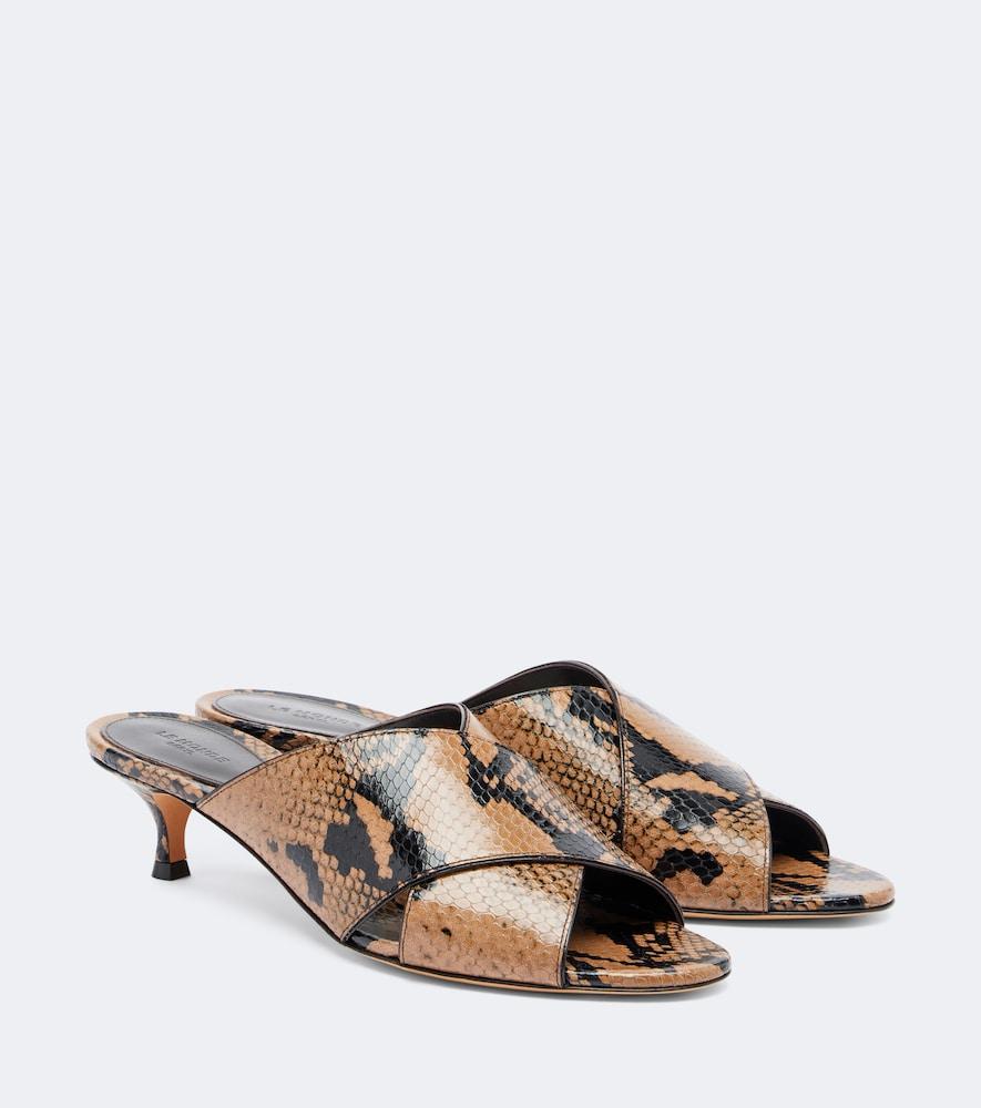 le monde béryl luca snake-effect leather mules