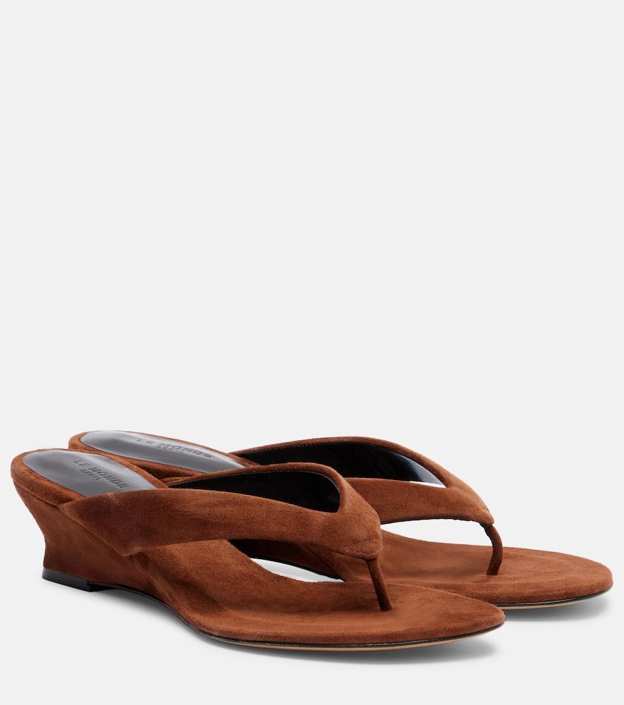le monde béryl micro wedge suede thong sandals