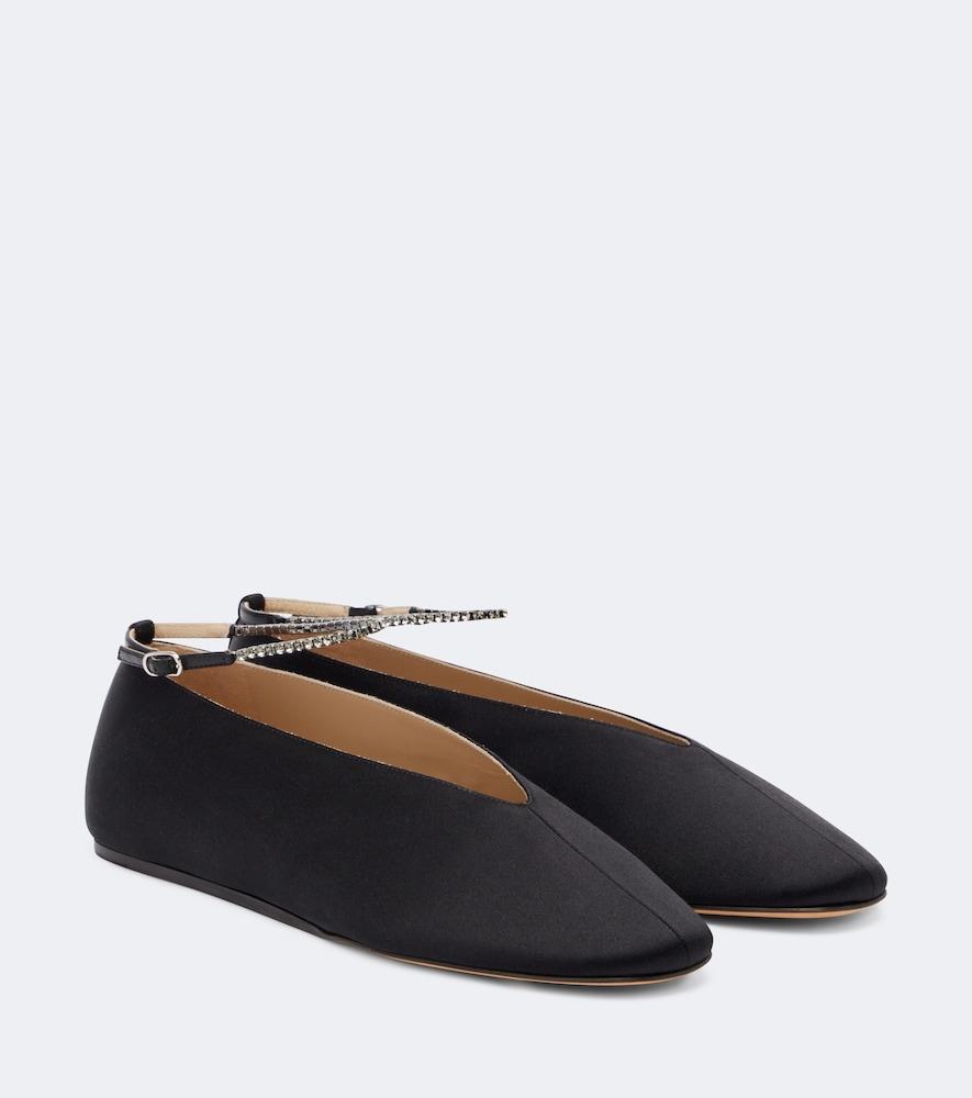 le monde béryl olympia embellished satin ballet flats