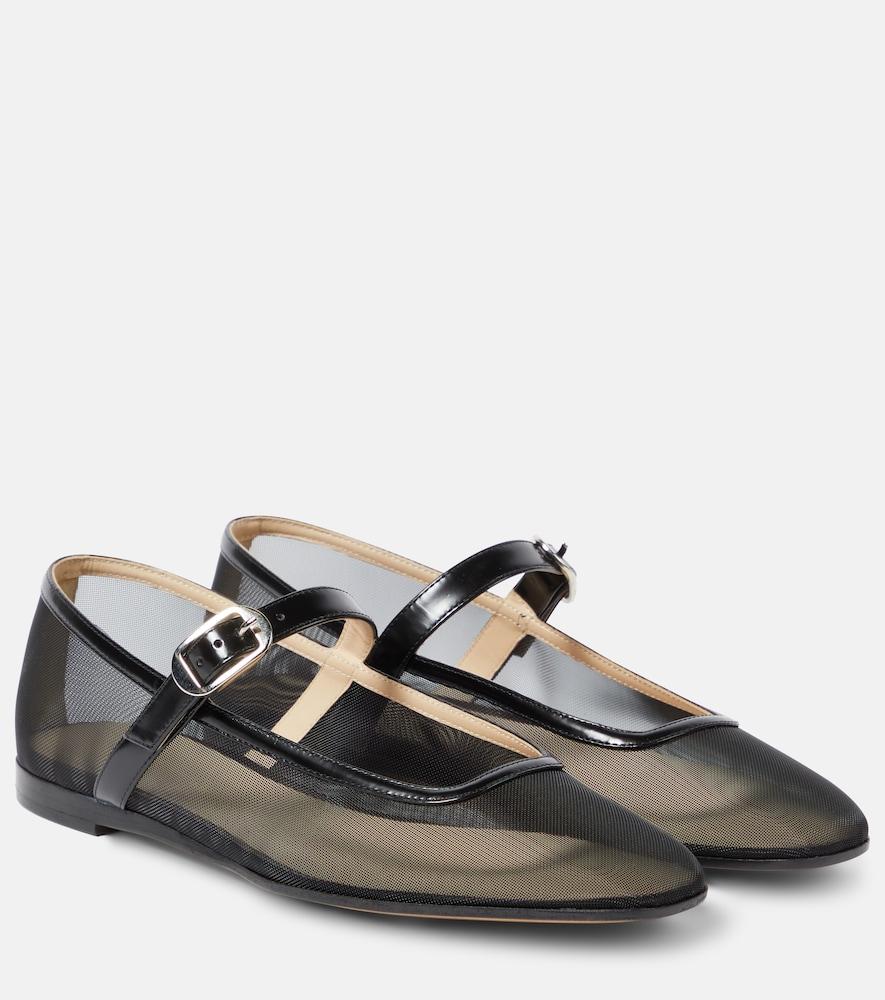 le monde béryl patent leather-trimmed mesh flats