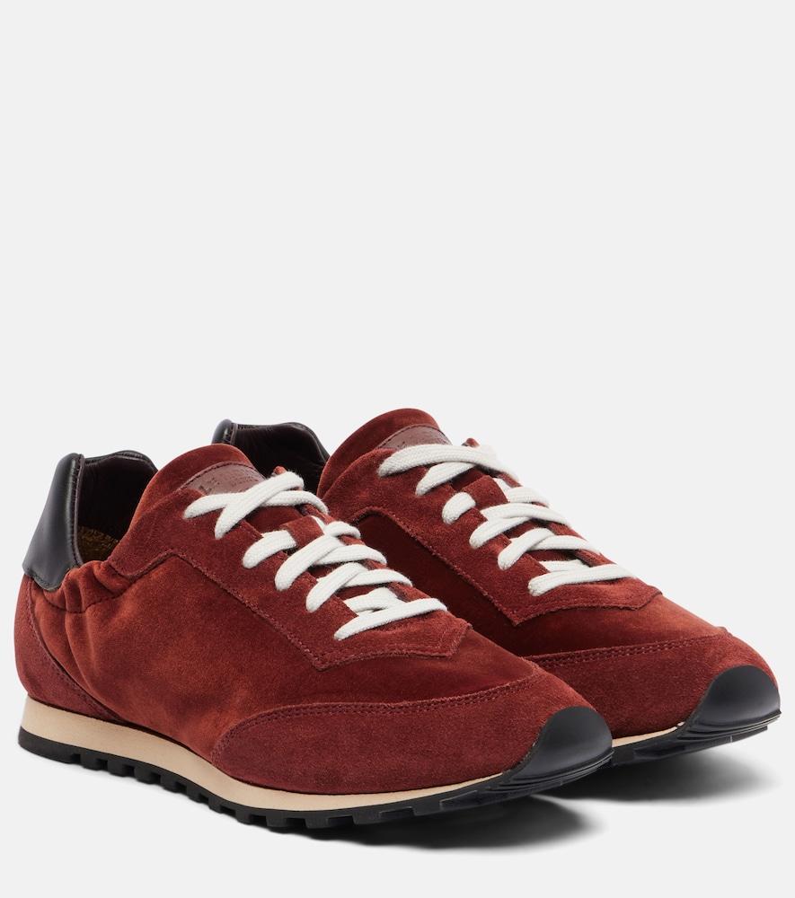 le monde béryl slim runner suede-trimmed sneakers