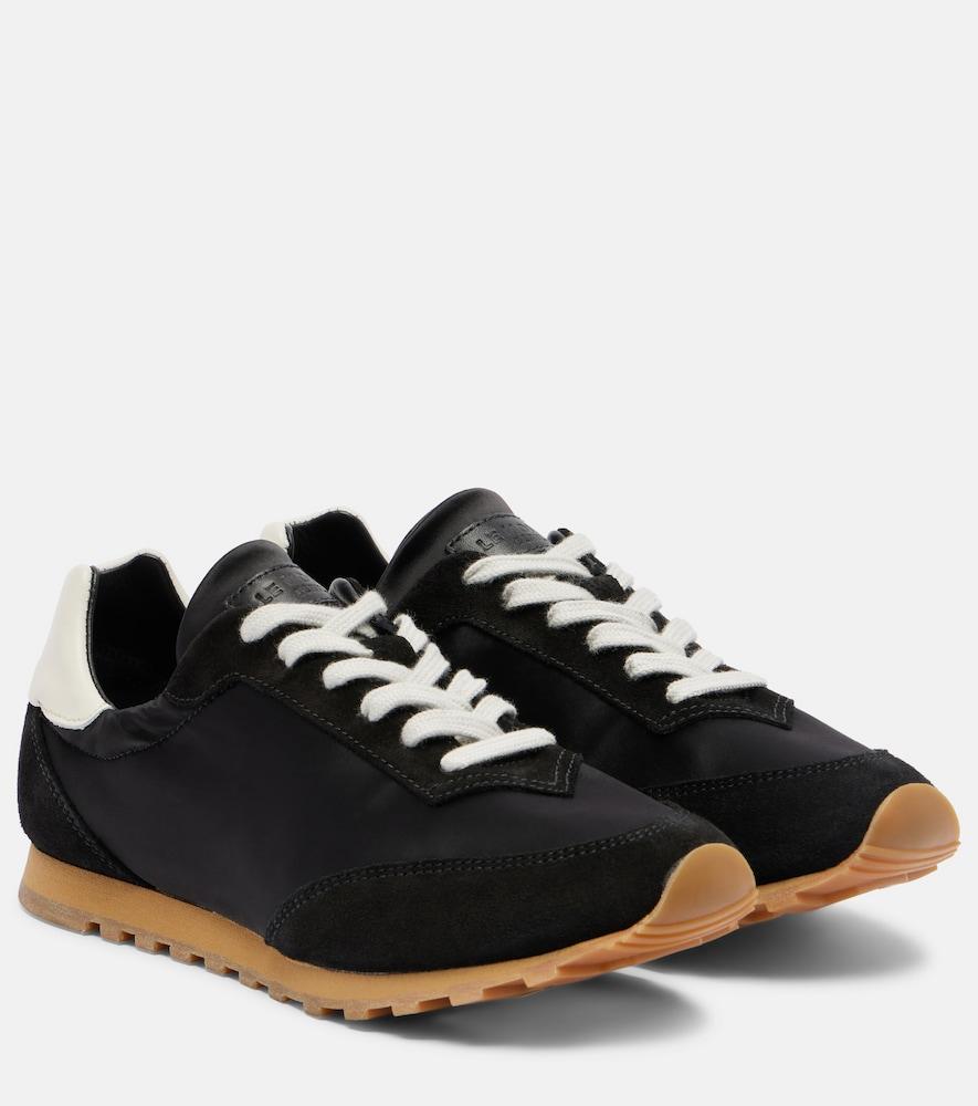 le monde béryl slim runner suede-trimmed sneakers