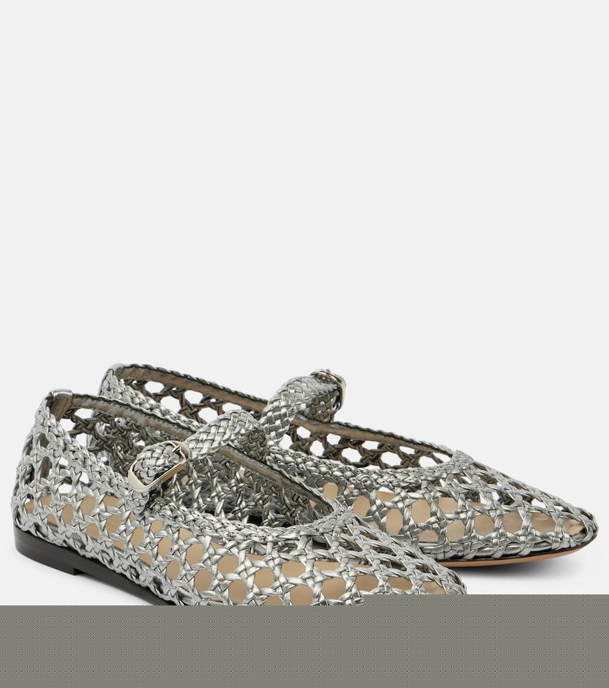 le monde béryl woven leather mary jane flats