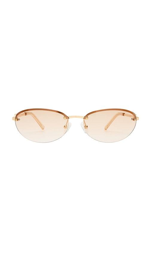 le specs slinky sunglasses in metallic gold.