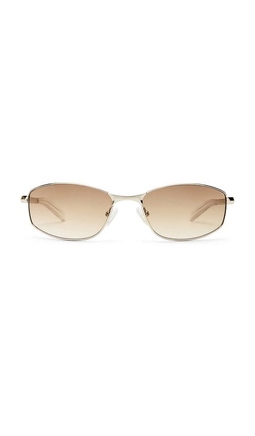 le specs star beam sunglasses in metallic silver.