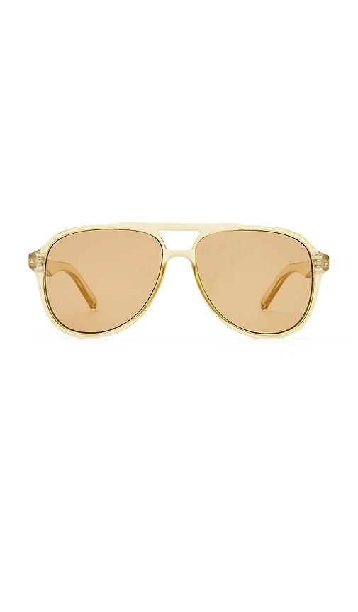 le specs tragic magic sunglasses in tan.
