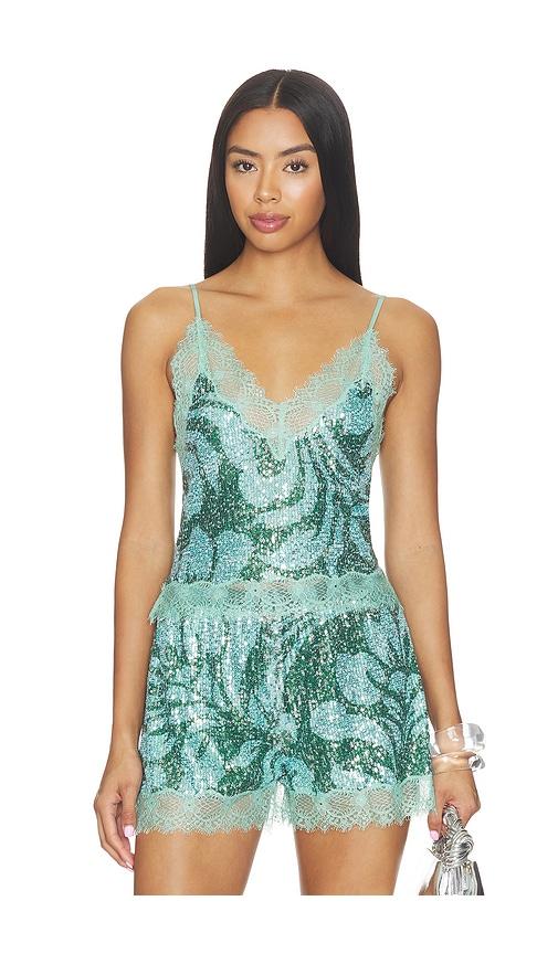 le superbe hibiscus halo lace cami in green. - size l (also in xs, s, m)