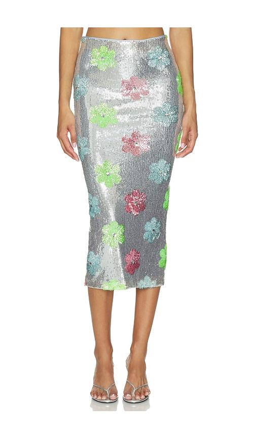 le superbe moderne maui liza skirt in metallic silver. - size m (also in xs, s)