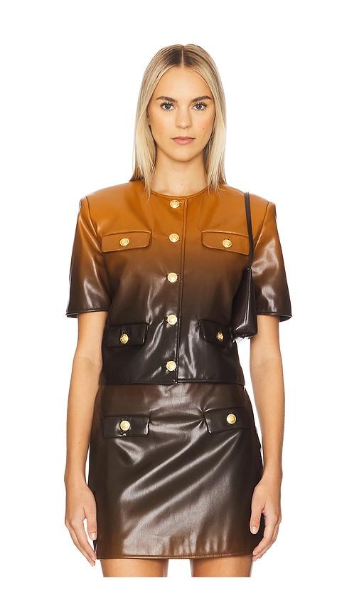 le superbe paradis pleather jacket in brown. - size 2 (also in 4, 6)