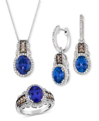 le vian blueberry tanzanite diamond ring earrings necklace
