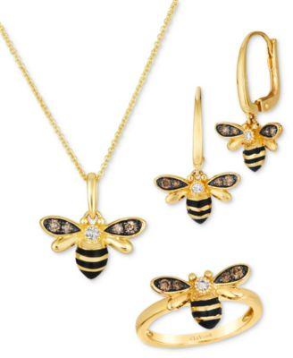 le vian chocolate diamond nude diamond honeybee ring earrings necklace