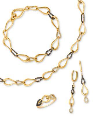 le vian chocolate diamond nude diamond interlocking link bracelet ring earrings necklace