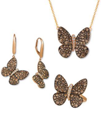 le vian chocolatier chocolate vanilla diamond butterfly jewelry collection in 14k rose gold