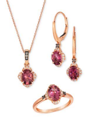 le vian passion fruit tourmaline ring earrings pendant necklace collection in 14k rose gold