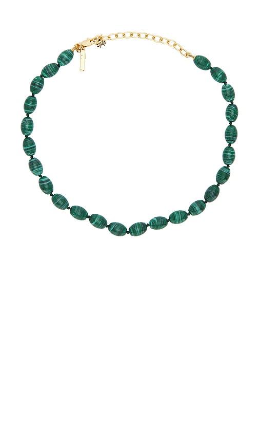 lele sadoughi baroque collar necklace in green.