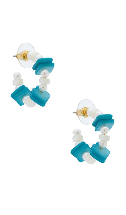 lele sadoughi beach club hoop earrings in teal.