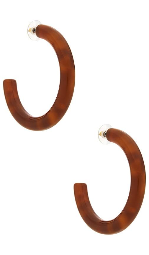lele sadoughi broadway hoop earring in brown.