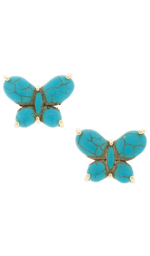 lele sadoughi butterfly stud earrings in turquoise.