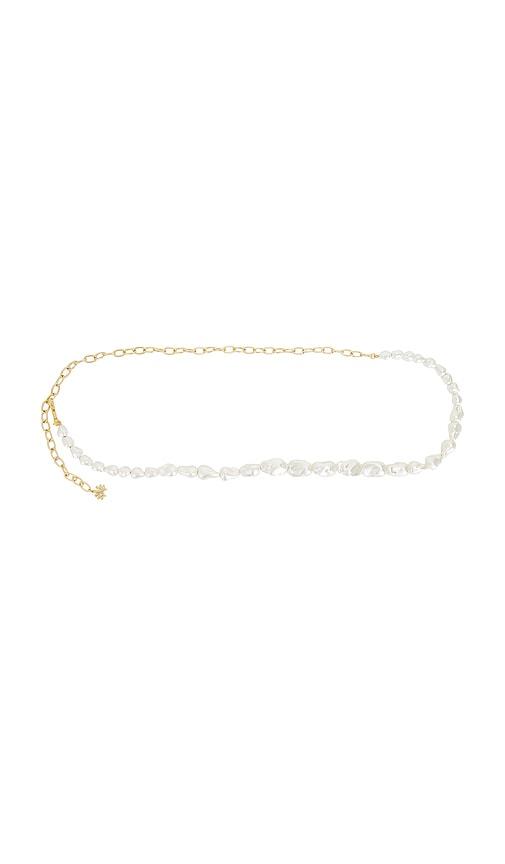 lele sadoughi graduated baroque belt in metallic silver.