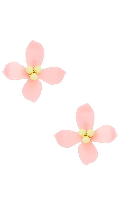 lele sadoughi oleander stud earrings in blush.