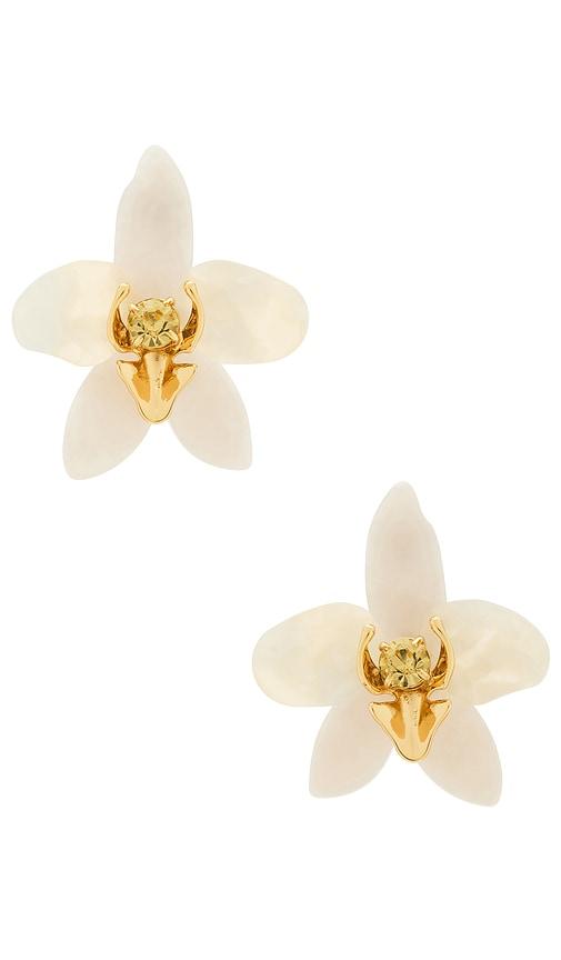 lele sadoughi orchid earrings in ivory.