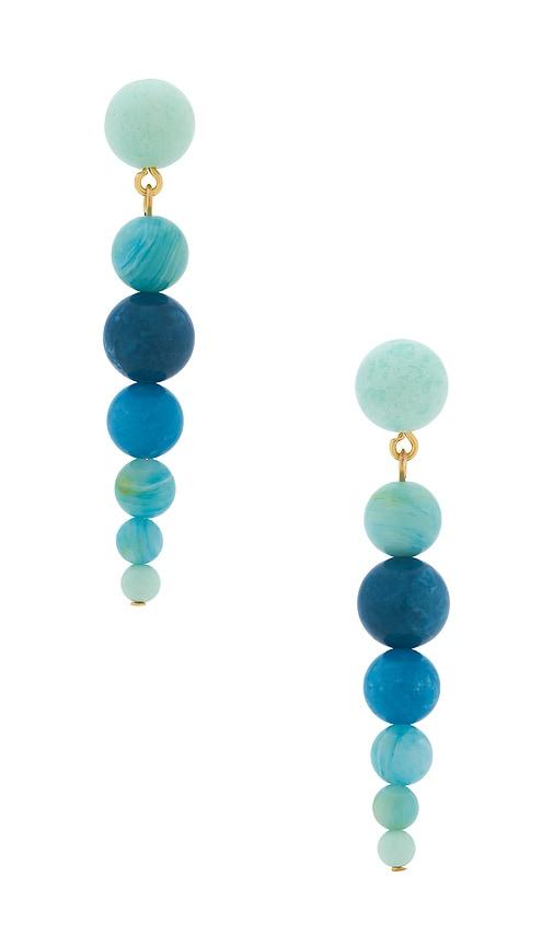 lele sadoughi riviera linear drop earrings in teal.