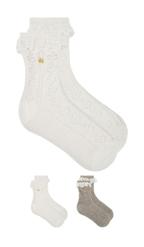 lele sadoughi set of 2 heather socks in grey.