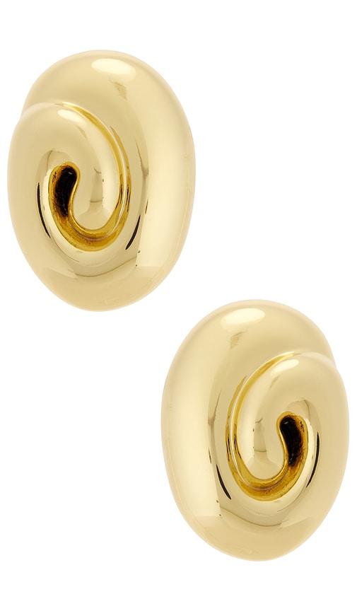 lele sadoughi spiral dome clip-on earrings in metallic gold.