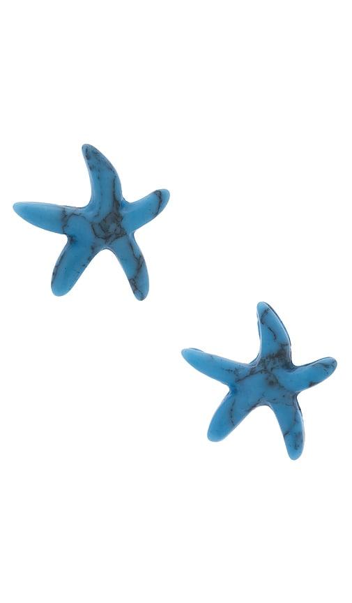 lele sadoughi starfish stud earrings in blue.