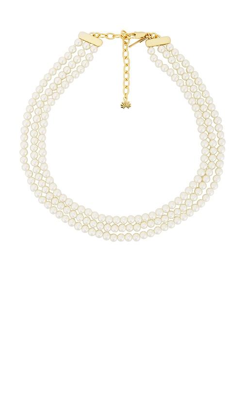 lele sadoughi triple pearl strand necklace in ivory.