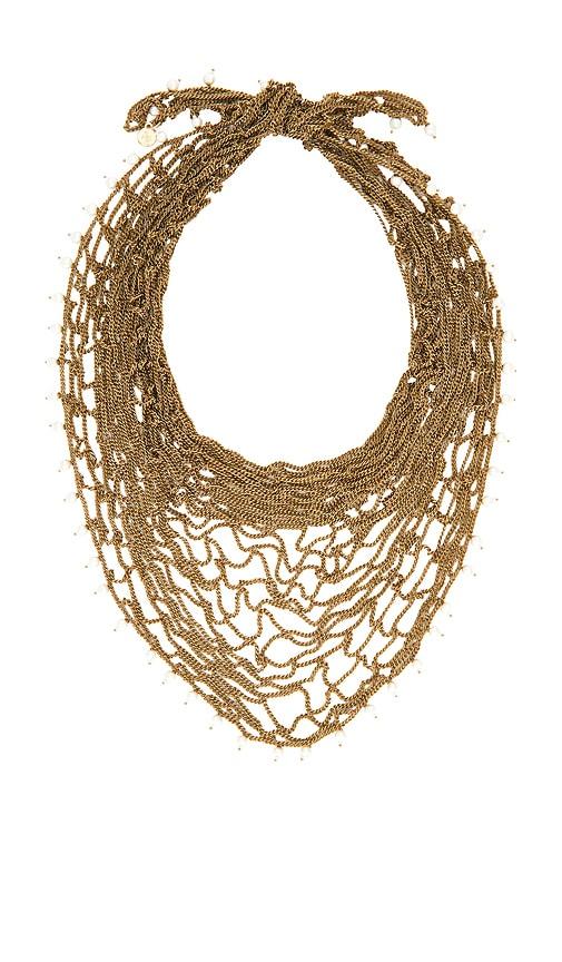 lelet ny chain bandana with freshwater pearls in metallic gold.