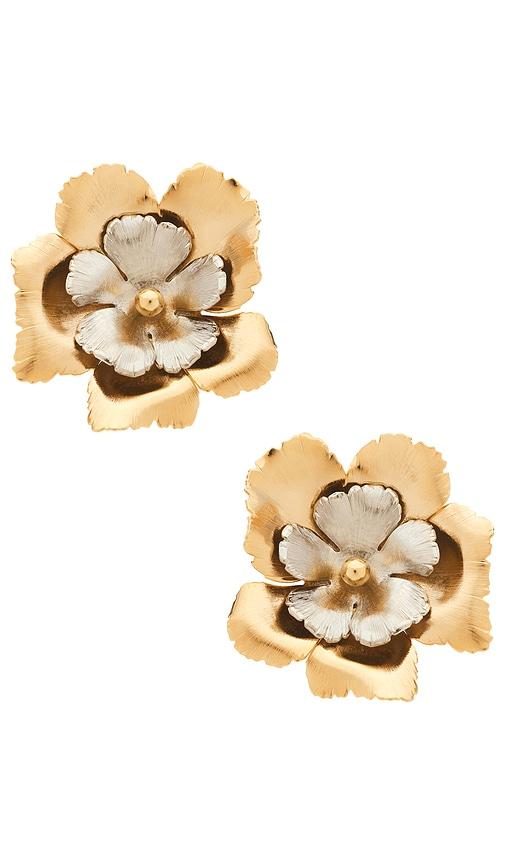 lelet ny eden floral earrings in metallic gold.