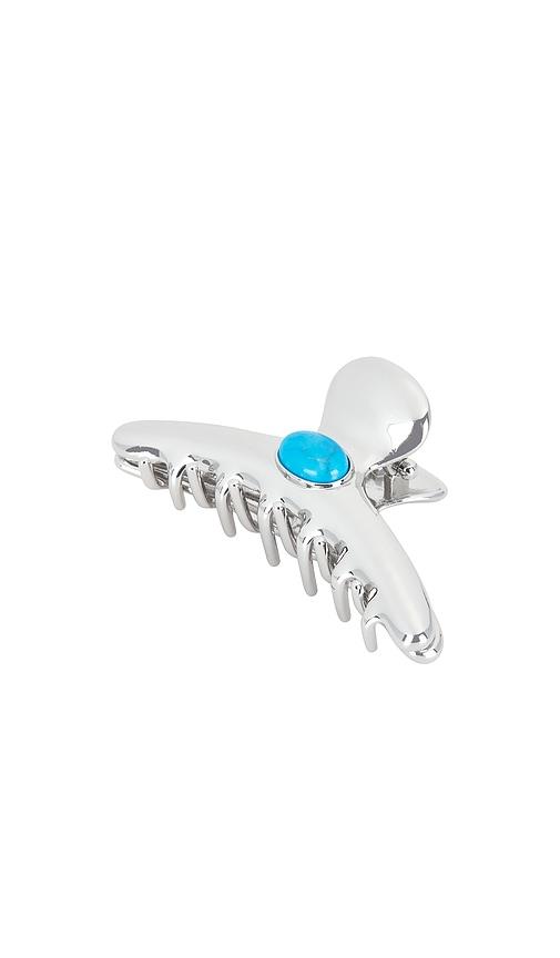 lelet ny frankie stone claw clip in teal,metallic silver.
