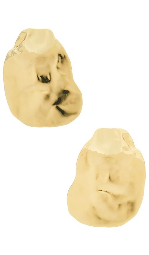 lelet ny hera hammered earrings in metallic gold.