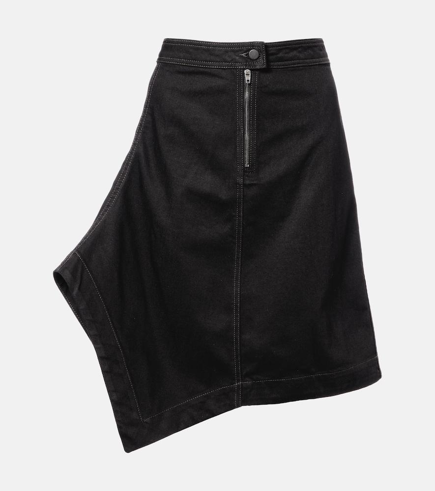 lemaire asymmetric denim midi skirt