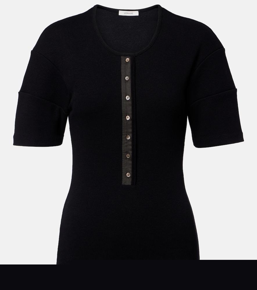 lemaire cotton and linen henley shirt