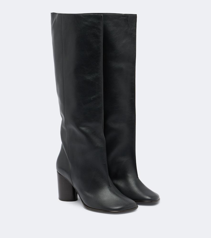 lemaire crease leather knee-high boots