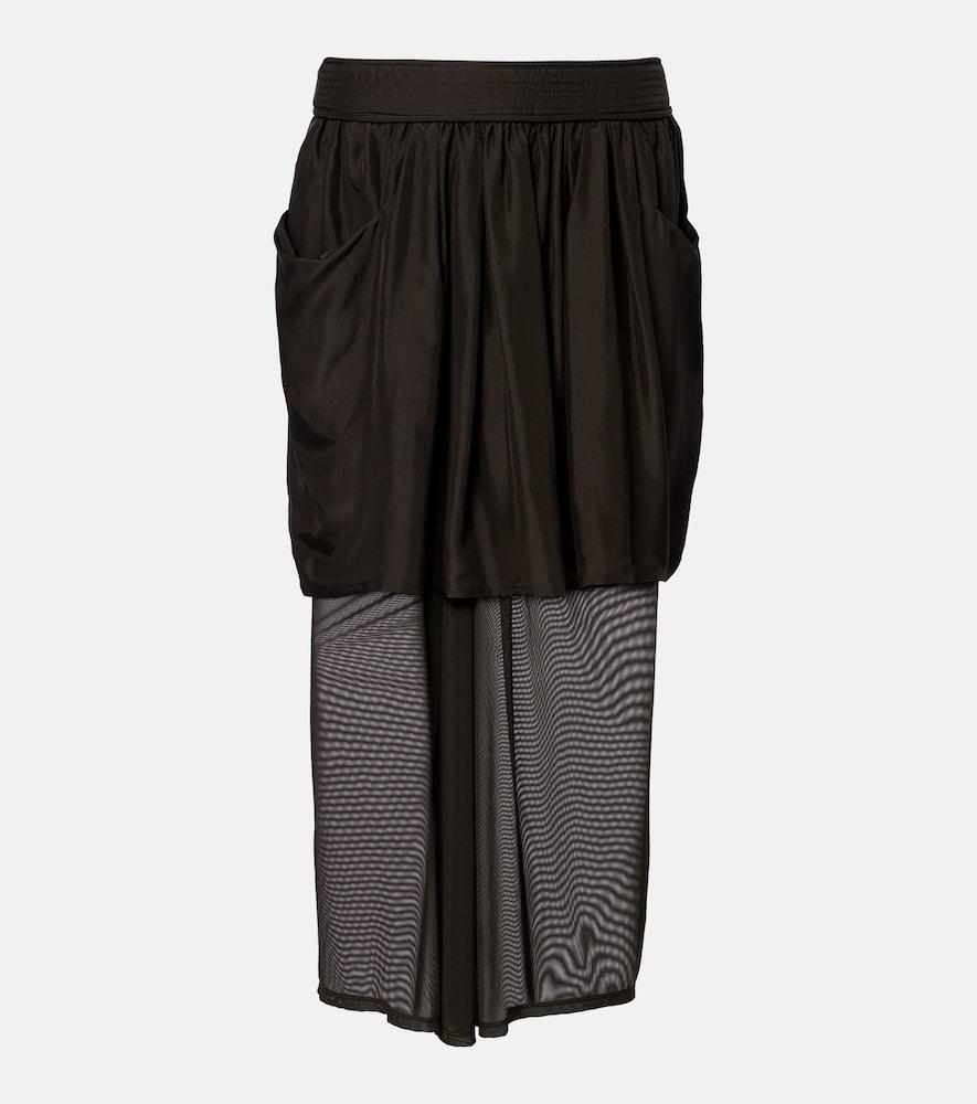 lemaire draped semi-sheer silk midi skirt