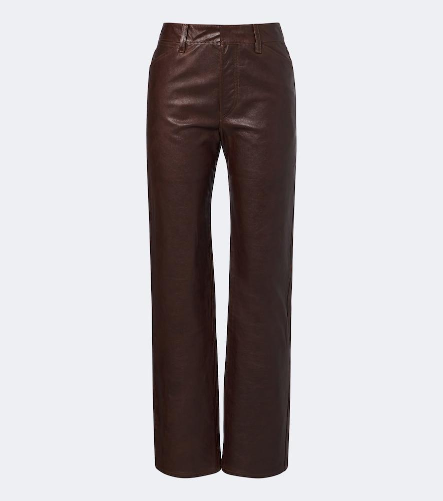 lemaire leather straight pants