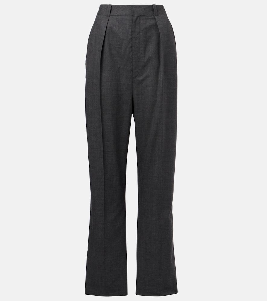 lemaire pleated wool twill straight pants