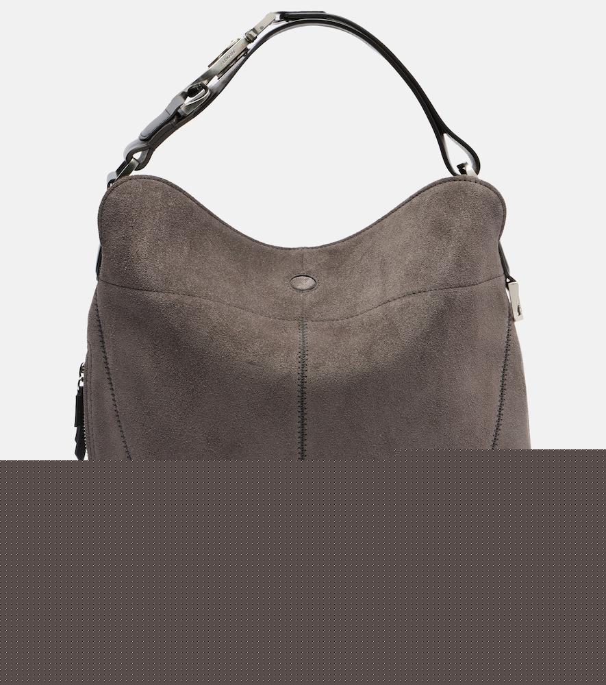 lemaire quiver clip medium suede shoulder bag