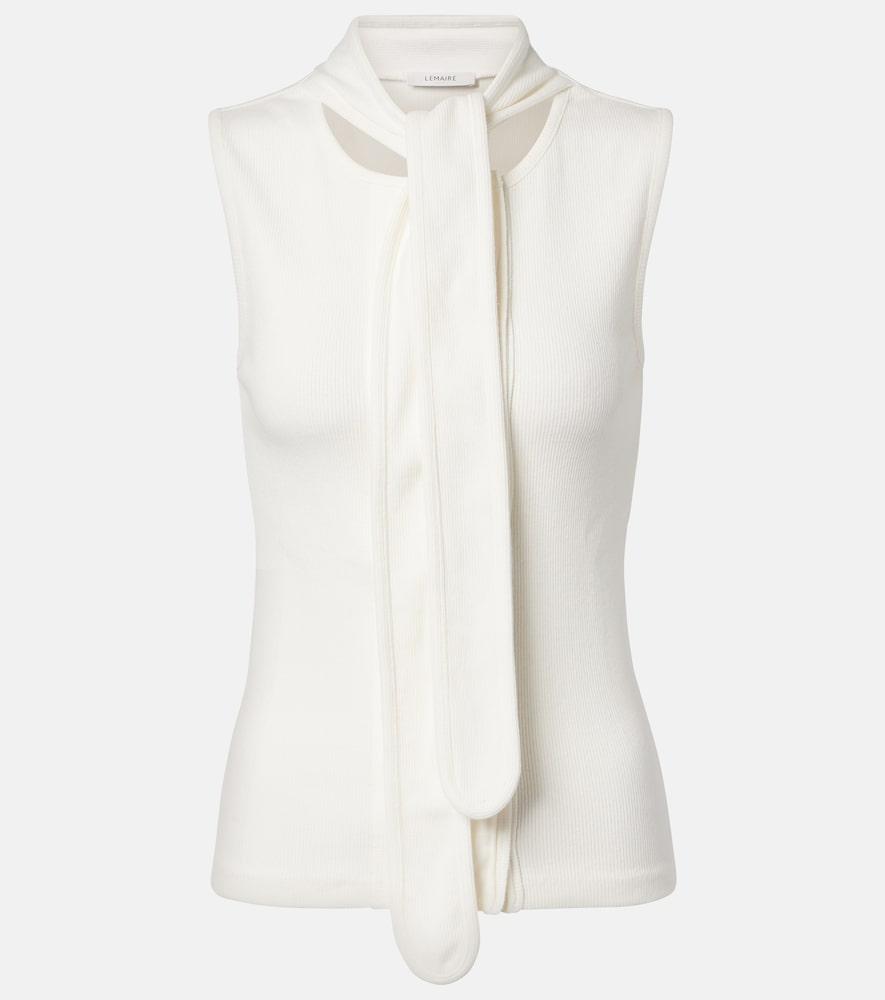 lemaire scarf-detail cotton and linen jersey top