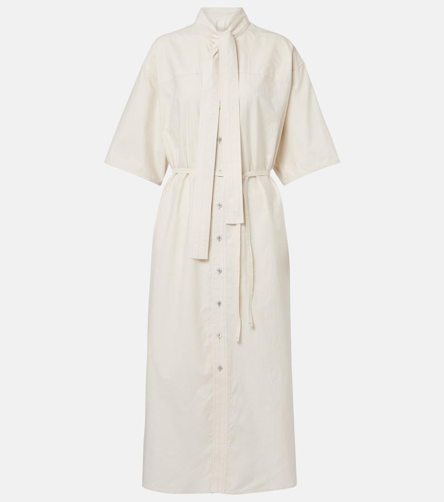 lemaire tie-neck cotton and silk shirt dress