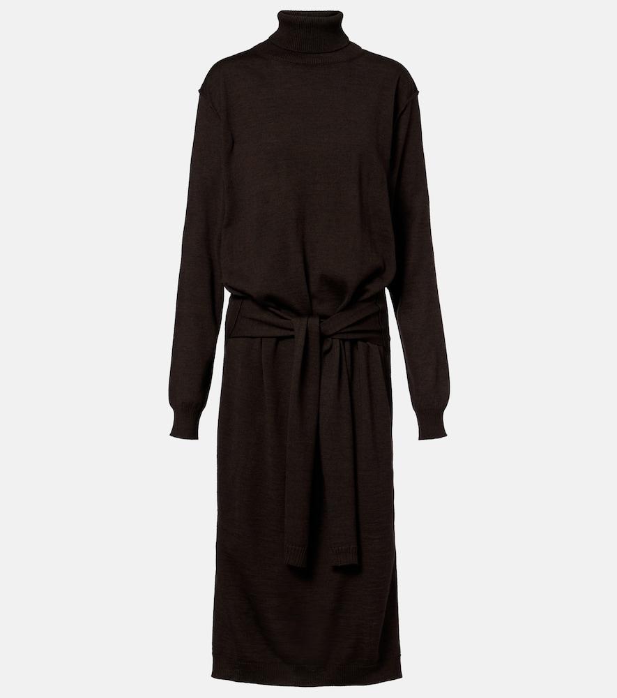 lemaire turtleneck wool-blend midi dress