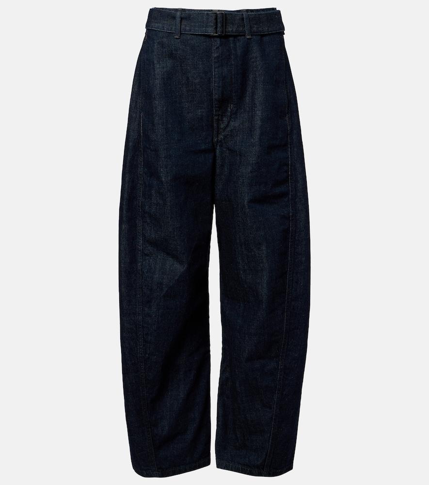 lemaire twisted belted barrel-leg jeans