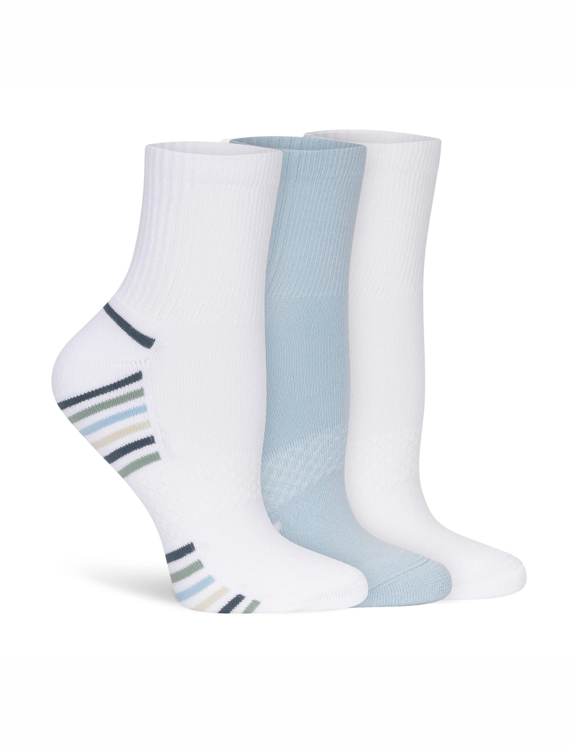 lemon powder stripe quarter crew socks