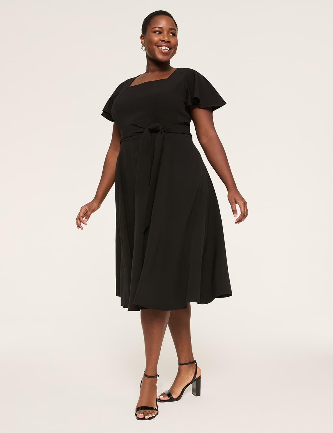 lena square-neck midi dress